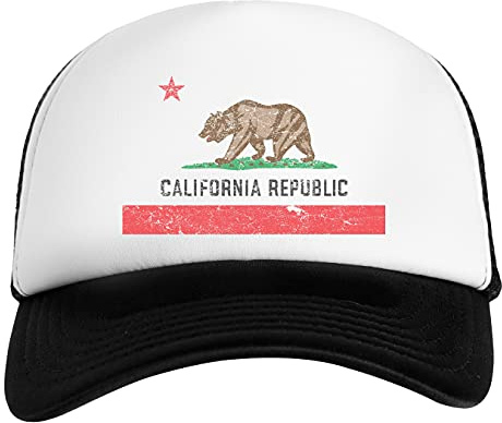 Vintage California Republic Flag Weiß Schwarz Unisex Kinder Baseball Cap Kids White Black