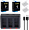 DuraPro 2X Akku + LED 3-Slots USB Ladegerät with Type C Port für GoPro Hero 12 11 10 9 Black Cameras