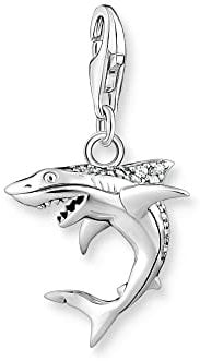 Thomas Sabo Charm-Anhänger Hai mit Zirkonia aus Sterling-Silber in der Farbe Silber, Maße: 15,2mm, 24,8mm, 1885-643-14