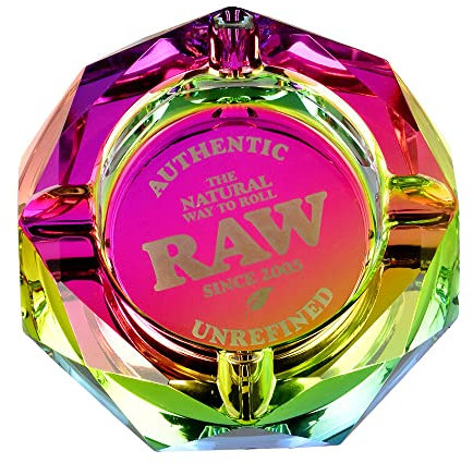 Raw Aschenbecher aus Glas Mehrfarbig - Raw Rainbow Glass Ashtray