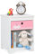 Relaxdays Table de Chevet pour Enfant, cygnes, tiroir et Rangement, Meuble Nuit, Commode, HLP : 41x32x31 cm, Blanc-Rose