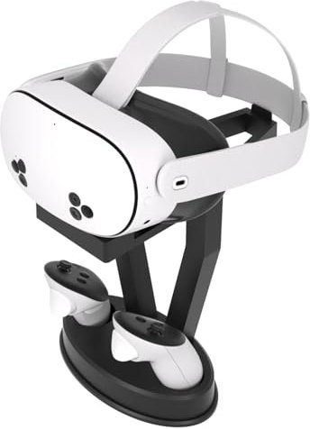 Digicharge VR Headset Ständer für Oculus Meta Quest 3S / Quest 3 / Quest 2 / PS VR Display Mount Station für Headset und Touch Controller, VR Speicher Halter Ständer mit Basis für Controller