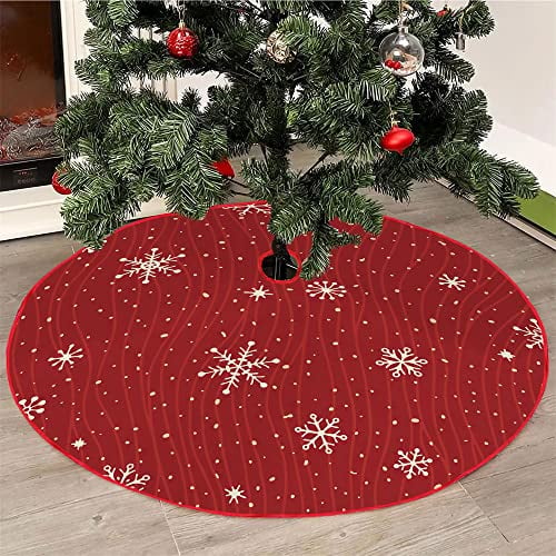 Mateju Weihnachtsbaum Rock Weihnachtsbaumdecke Groß Tannenbaum Unterlage Rund Christbaumdecke Christbaumständer Teppich Baumdecke für Weihnachtsdeko Neujahr Party (Schneeflocken,90cm)