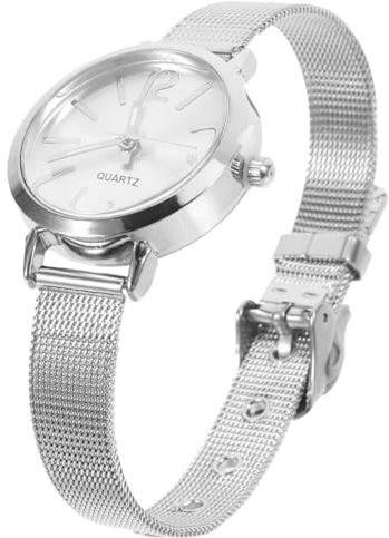 Hemobllo Montre Femme Quartz Élégante avec Bracelet Maille Design Fashion pour Anniversaire Noël Montre À Quartz pour Femme Et Blanc