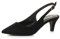 AJVANI Womens Ladies Low Heel 50s Slingback Buckle Pointed Open Back Shoes Size 4 37 Black Suede