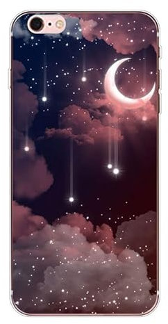 KARTXITAI Hülle Kompatibel mit iPhone 6 Plus/6s Plus, Stoßfeste Schutzhülle mit Weiche Silikon Bumper Case Handyhülle Anti-Kratzt Transparent Rückseite - Sterne,Mond,Wolken,Himmel