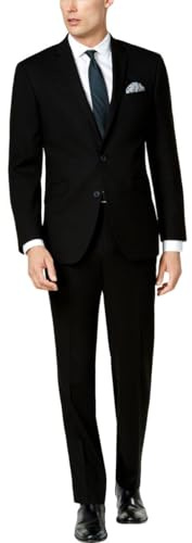 Kenneth Cole Reaction Men's Performance Fabric Slim Fit Suit, Black, 36S