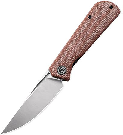 Petrified fish PFP07 Viking Klappmesser, 3.62 K110 Stahl Klinge Micarta Griff EDC Taschenmesser (Brown Micarta)