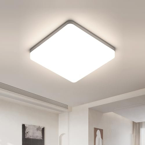 Riserva Quadratische LED Deckenleuchte, 36W Moderne 4500K Naturweiß LED Deckenleuchte, 23 CM IP44 Deckenleuchte Anwendbar in Badezimmer, Wohnzimmer, Küche, Schlafzimmer, Flur, Balkon, Garage