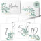 Set Tischnummern & Namenskarten Hochzeit | 50 Platzkarten zum beschriften + Tischnummern von 1-10 für Geburtstag Konfirmation Kommunion Taufe Feier (Grün Eucalyptus)