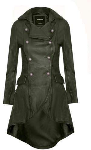 Infinity Leather Damen Gotisch Leder Edwardianisch Viktorianisch Flare Mantel