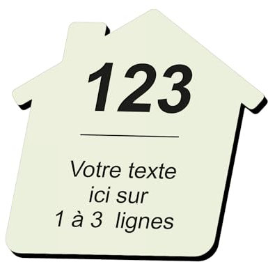 Plaque gravée personnalisée autocollante pour nom et numéro de boîte aux lettres en forme de maison design - beige - format 8x8 cm