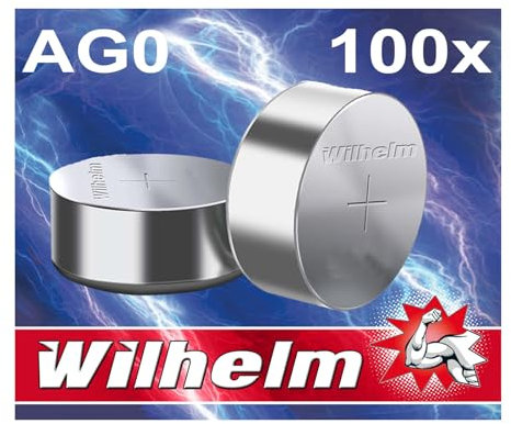 100 x AG0 Wilhelm LR521 LR63 379 Batterie Alkaline Knopfzelle Knopfbatterie 1,5V Größe 5,8 x 2,15mm