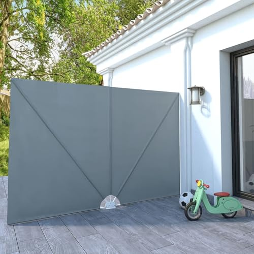Gecheer Auvent latéral pliable pour terrasse, gris, 300 x 200 cm, protection contre les rayons UV pour extérieur, Pergola, jardin, terrasses, Type 1