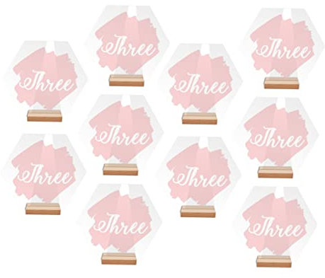 Ciieeo 10 Stück Sechseckige Party-tischnummern Acrylschild Mit Holzsockel Ideal Für Hochzeiten Bankette