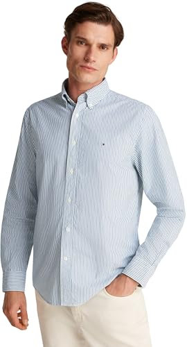 Tommy Hilfiger Flex Poplin Classic STP RF Shirt Mw0Mw37549 Chemise L/S, Blue (Nouveau Green/Multi), 3XL Homme