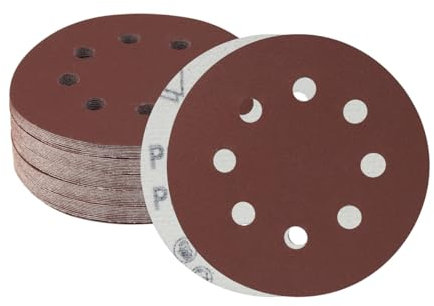 Meccion 125mm Sanding Discs 50pcs 320 Grits Sander Discs Pads 5 Inch 8 Holes Hook and Loop Sander Paper for Random Orbital Sander