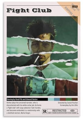 Fight Club Vintage-Film-Poster, dekoratives Gemälde, Leinwand, Wandposter und Kunstdruck, modernes Familienschlafzimmer, Dekor-Poster, 30 x 45 cm