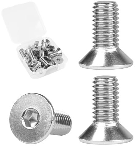 FOMGIIN Tornillos avellanados hexagonales M8x20mm, 20 Piezas Hexagonal Avellanado, DIN 7991 / ISO 10642 Cabeza Plana Tornillo de Acero Inoxidable 304 Para El Hogar de Bricolaje Edificio, A2 V2A