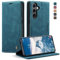 KZB Handyhülle für Samsung Galaxy S24 FE 5G Hülle Premium Leder Klappbar Tasche Flip Case Magnet Kartenfach Standfunktion Klapphülle Schutzhülle für Samsung Galaxy S24 FE - Blaugrün