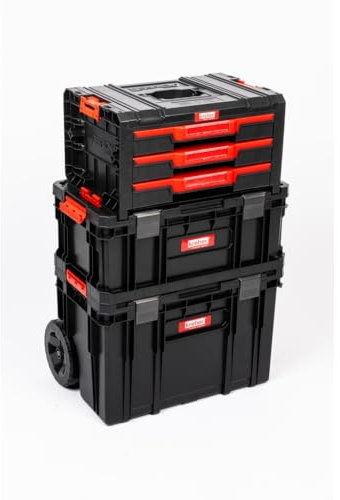 XL Werkzeugtrolley, Werkstattkoffer Set, Werkstattwagen Set ausQ-Brick Serie mit viel Zubehör! B x T x H in cm: 53 x 38 x 98 cm ! Der mobile Alleskönner - Privat & Gewerbe (SET 7)