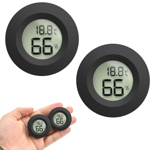 Colaren 2 PCS Hygrometer Humidity Meter, Reptile Thermometer Humidity Sensor(Black)