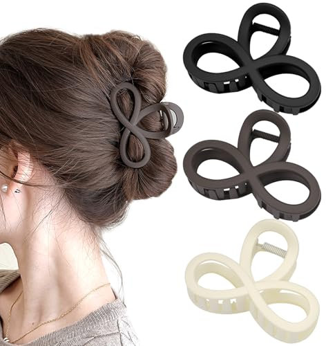 3 Piezas Pinzas Pelo, Pinzas para El Pelo Mate Antideslizantes, Pinzas Pelo Niña, Antideslizantes Pinza Pelo Mujer, Pinza de Pelo Media Figura de Ocho, para Mujeres y Niñas