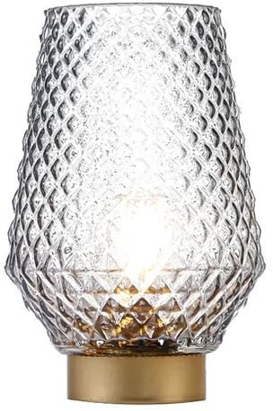 TRIXES Glass Faceted Battery Powered Lamp - Cordless Lamp - Stylish Home Decor for Bedroom, Living Room - Indoor & Outdoor