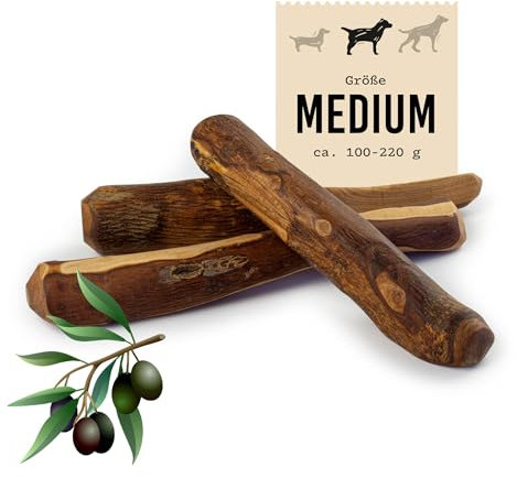 DIBO Olive-Wood, MEDIUM 100-220g | natürliches Beißspielzeug aus Olivenholz für Hunde | Zahngesundheit & Beschäftigung | Kauwurzel, Kauknochen, Vegan, splitterfrei (Größe M - für Hunde bis ca. 20kg)