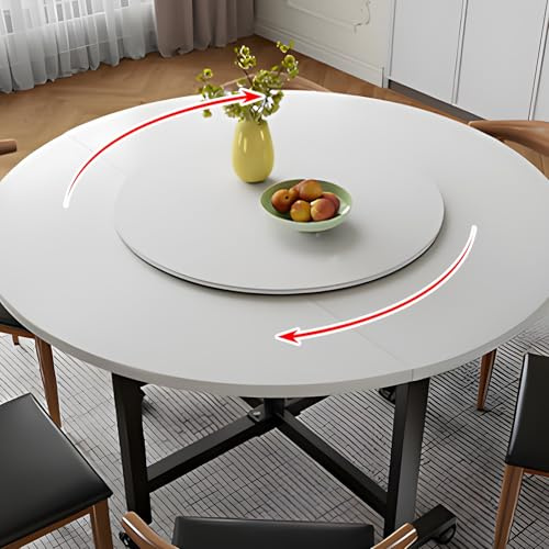Drehteller aus natürlichem Holz, 25 30 40 50 60 70 80 90 100cm Rotating Lazy Susan Tablett, 360° drehend Drehbare Servierplatte, Mit Silent Base, für Küche Tische Drehscheibe(Weiß,60cm/23inch)