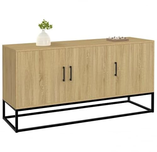 IDMarket - Buffet Bas 113 cm Detroit 3 Portes Bois et Noir Design Industriel
