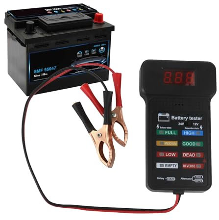 Strumento diagnostico batteria per auto, strumento diagnostico batteria per auto 12V/24V, indicatore tester di carico per autoveicoli, analizzatore di carica 'alternatore con display LCD e indicaz