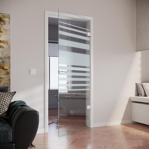 Calido ESG Glasdrehtür Innentüren Zimmertüren für Innenräume, Badezimmer, Korridore, Eingangsbereiche und Geschäftsräume (Floatglas 8mm, standard, Breite x Höhe: 709 mm x 1972 mm)