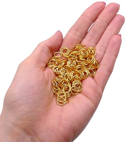 Biegeringe Gold 8mm - 200 Stück Offene Ringe - Jump Rings für Schmuckherstellung - Verbindungsringe zum Basteln von Ketten, Anhängern & Armbändern - Spaltringe & Kettenringe