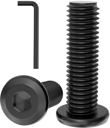 GUEEYUAW 10 Stück M8x60mm Schrauben, Schwarz A2 V2A Flachkopfschrauben | 304 Edelstahl Innensechskant Schrauben mit Hex Key