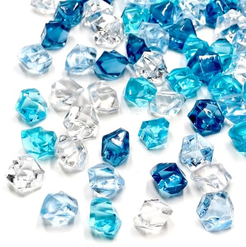 GYSRXS 415PCS Plastik Eiswürfel Wiederverwendbar Künstliche Eiswürfel Deko Diamanten für Vasen Hochzeitsdekor Fotografie Requisiten,Blau(11×14mm)