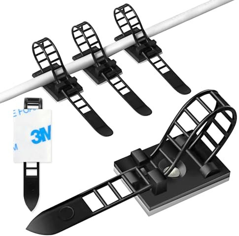 Pack 50 Organizadores de Cables Autoadhesivos 3M, Reutilizable Sujeta Cables, Organizador Cables Escritorio, Pared, Mesa, Cable Management