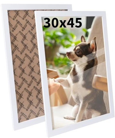 Truevaste 2 Stk. Bilderrahmen 30x45 cm Weiß, MDF Fotorahmen, Klassischer Bilder Rahmen für Wand Tischbilderrahmen, Picture Frame für Poster Dokument Hochzeitsfotos Abschlusszeugnis Jubiläum Geschenk