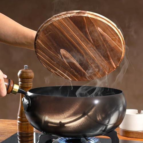 Olla de hierro forjado a mano Big Belly Sartén para cocinar saludable sin revestimiento (1800 ml)