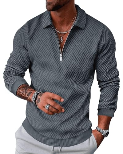 LAOARA Pullover Herren Half Zip Sweatshirt Langarm Poloshirts Winter Ohne Kapuze Stehkragen Reißverschluss M-3XL