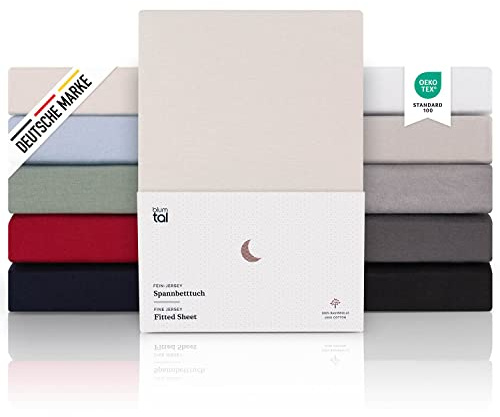 Blumtal® Premium Spannbettlaken 270x200 cm Boxspringbett Jersey - Oeko-TEX zertifiziertes Bettlaken - Familienbett Spannbettlaken in Elfenbein