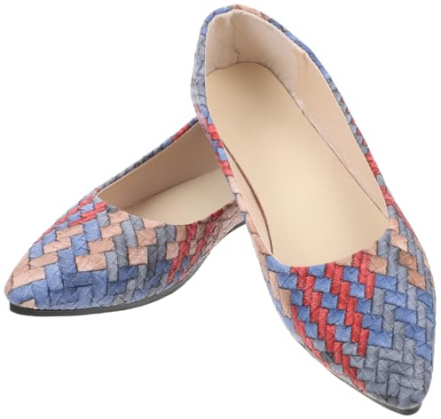 ibasenice Stylish Red Pointed Toe Flat Shoes for Women with Pu Material and Flat Sole Design, Non-Slip and Breathable Pumps for Casual Daily Wear and Reducing Fatigue
