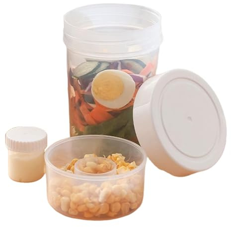 Générique Pot À Salade - Avec Couvercle 750ml Étanche Bols Séparation Humide/Sec - Conteneurs De Préparation Repas Salade,Pour Plein Air Camping Randonnée Plage Travail