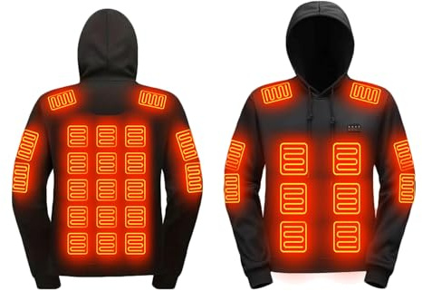 Testsieger Beheizbarer Hoodie Herren Damen Heated Beheizter Kapuzenpullover Heizung 29 Heizzonen Beheizbarer Pullover Plüsch Sweatshirt Kleidung Outdoor Heizpullover Winter Körperwärmer Mantel