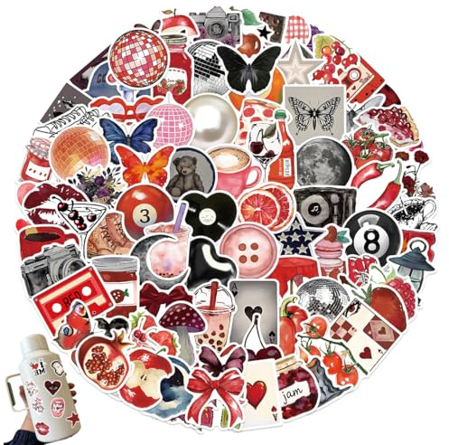 UYVPAER 100Pcs Vinyl Aesthetic Downtown Girls Stickers Pack - Y2K Waterproof Decals For Water Bottle, Laptop, Skateboard - Trendy Stickers For Teens & Adults(B)