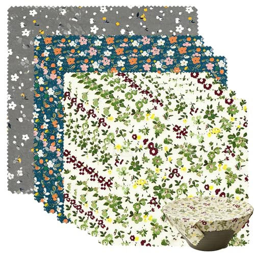 Rusokufo Beeswax Wraps Set 9 Pieces (1L, 3M, 5S) Reusable Made from Organic Cotton – Sustainable Food Wrap Alternative for Bread, Cheese, Fruits – Dark Floral Pattern