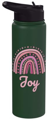 Joy Name Personalized Funny Women Pink Rainbow Joy Stainless Steel Insulated Water Bottle