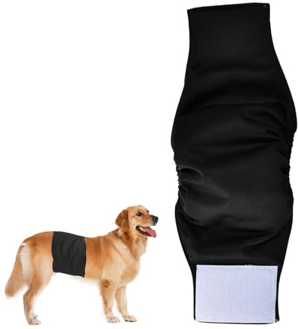 Couches pour Chiens Male Lavable, Couches Lavables Réutilisables pour Chien Male, Réutilisables Bande Ventrale de Chien pour Incontinence, Urination Excitée et Formation, Noir