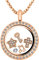 Quiges Or Rose Acier Inoxydable Oxyde de Zirconium Cristal Memory Mémoire Médaillon Pendant Collier 25mm avec Collier et et 5 Breloques Charms Flottantes Femme Fille Cadeau