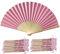 Soft Pink Hand Fans, Pack of 10 Wholesale Paper Hand Fan with Bamboo Ribs Wedding Party Favour Church Gifts ngebow PHF04